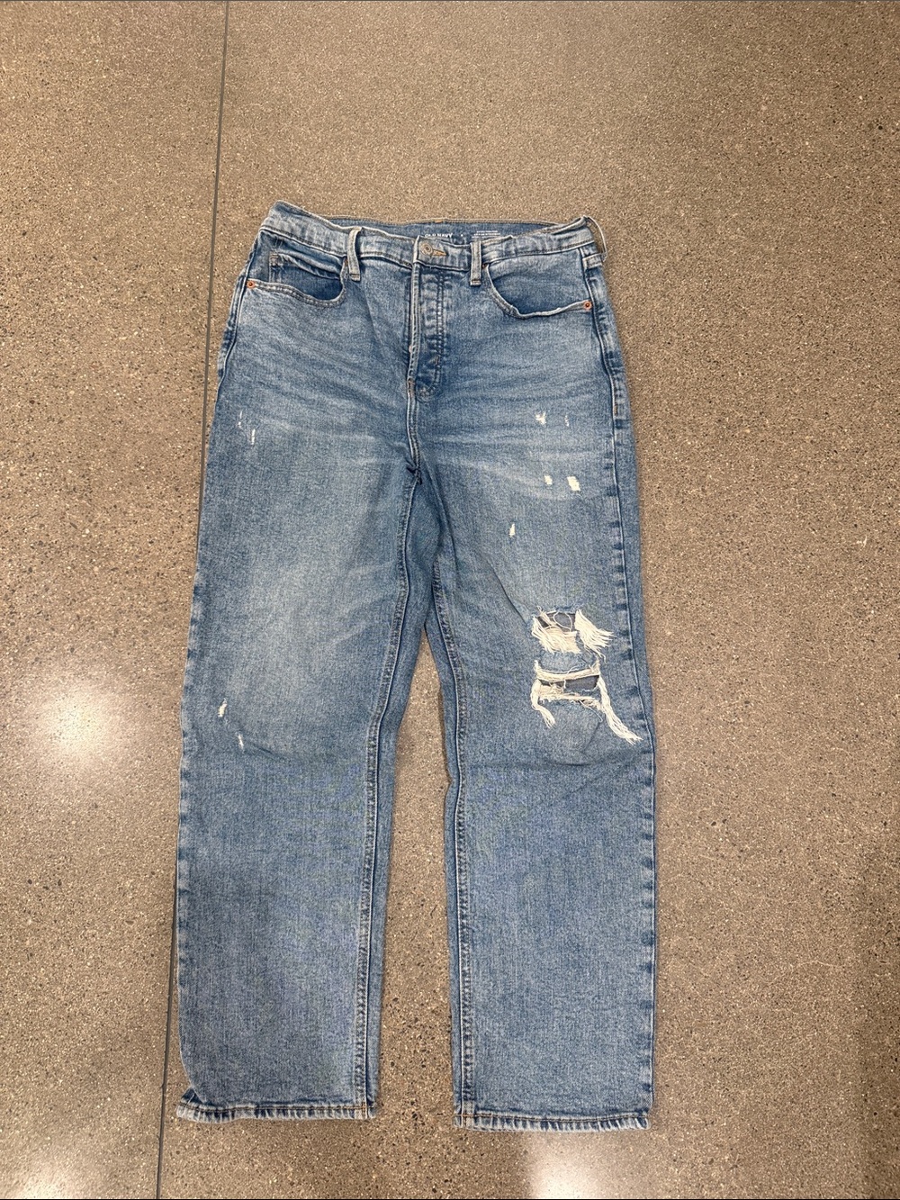 Old Navy Faded Blue Straight-Leg Distressed Jeans
